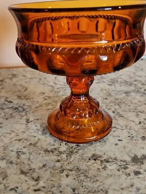 Indiana Glass Kings Crown Amber Compote.